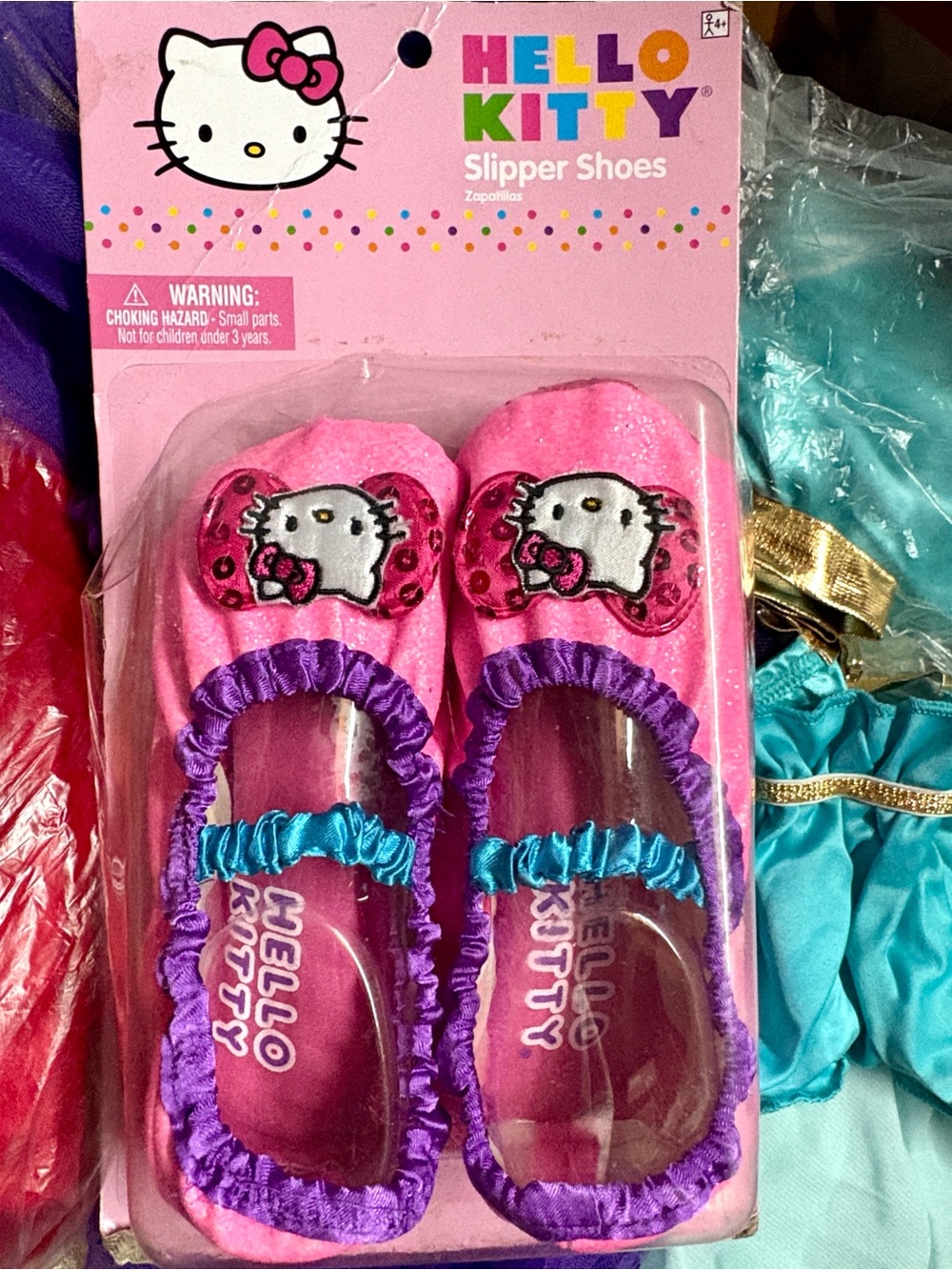 Hello Kitty Pink and Purple Girls' Slip-On Footie Slippers